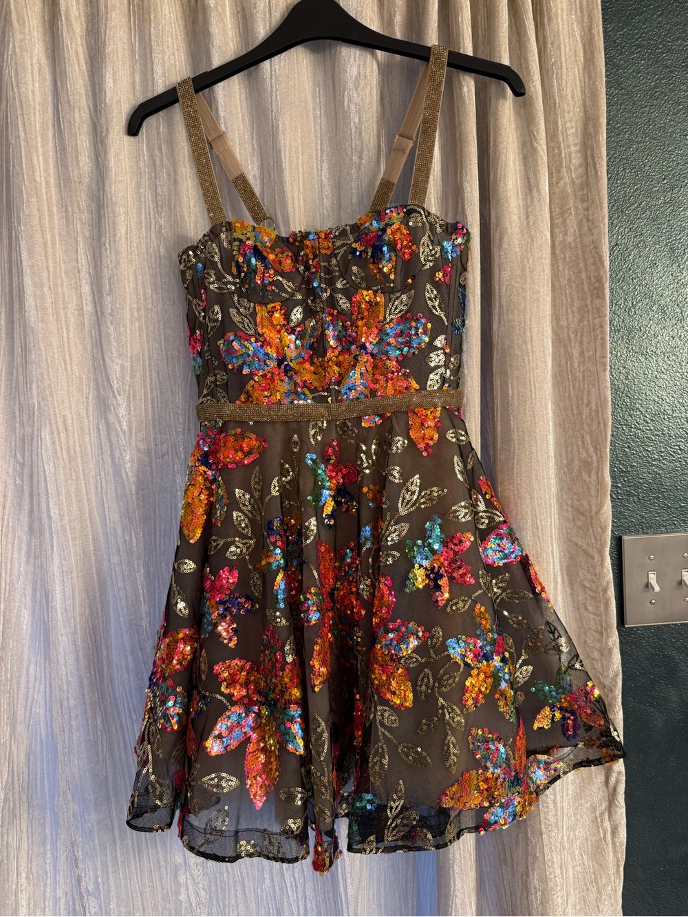 Bronx & Banco Mademoiselle Floral Sequin Fit-&-Flare Dress size S FREE SHIPPING